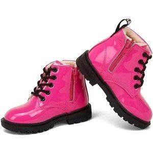 Baby Toddler Girls Boots Child Kids Zipper Lace Up Rose Red Shoes Size 8T